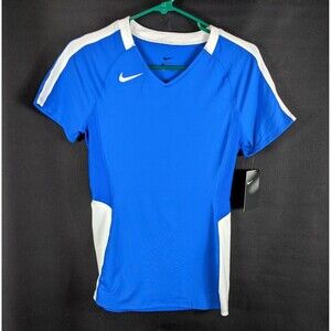 Womens Medium Blue Volleyball Shirt with White Fitted Nike